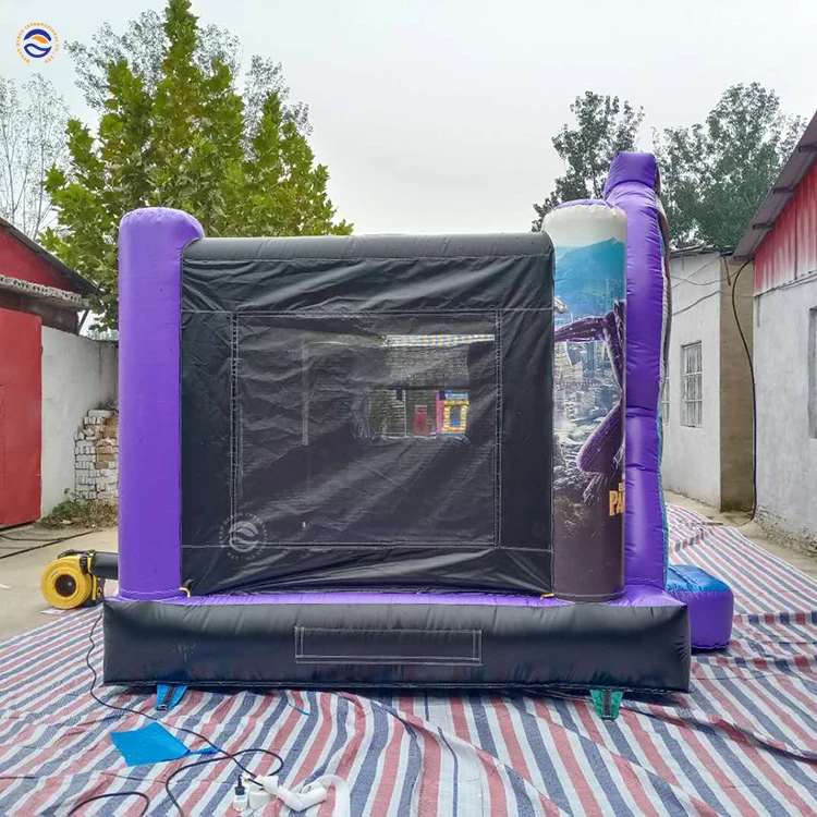 Black Inflatable Panther Bouncer Jumping Bouncy Castle Bounce House Combo Slide