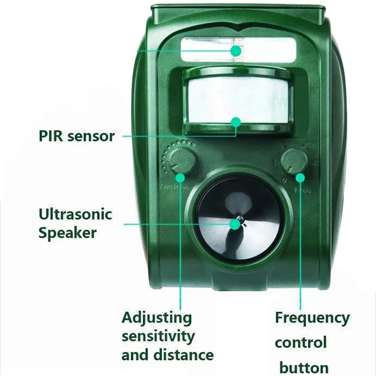 GH-501 Ultrasonic solar powered outdoor animal repeller device for garden use