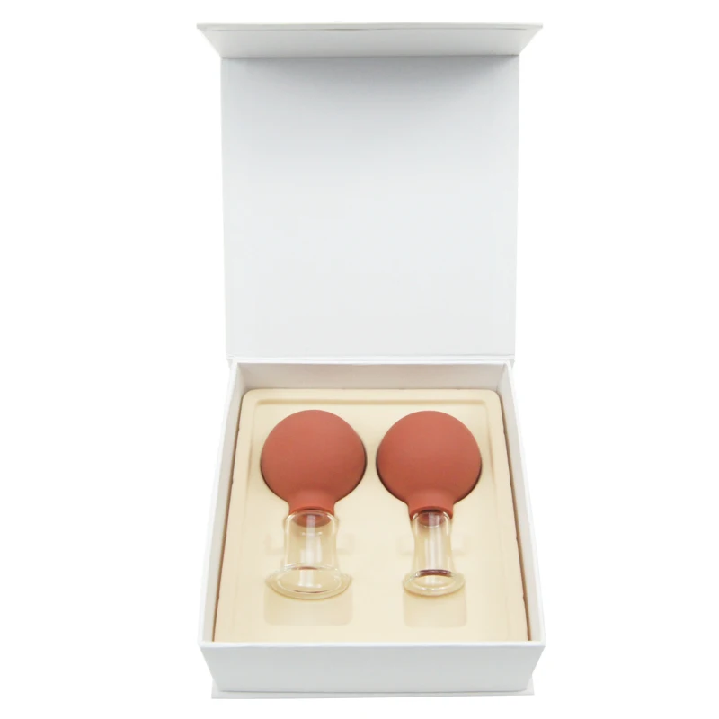 Rubber Suction Bulb Glass Cupping Set 2pcs Anti cellulite vacuum Massage body facial massage  rejuva cup