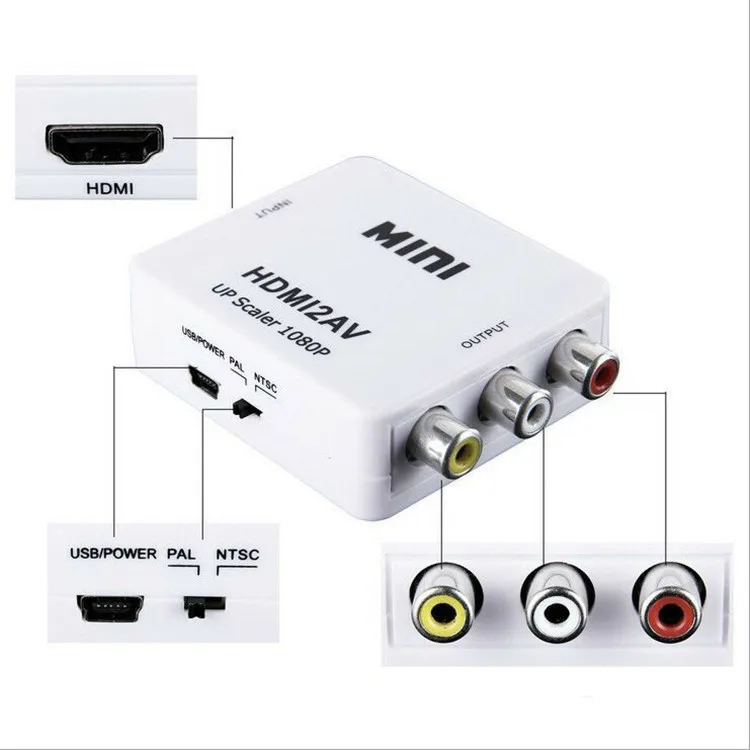 Высокое качество Мини Размер 1080p HD2AV HD в AV RCA видео аудио