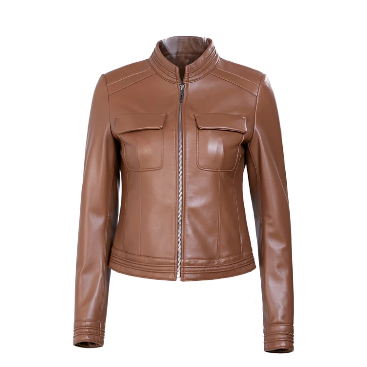 woman ladies pure biker genuine leather jacket for women