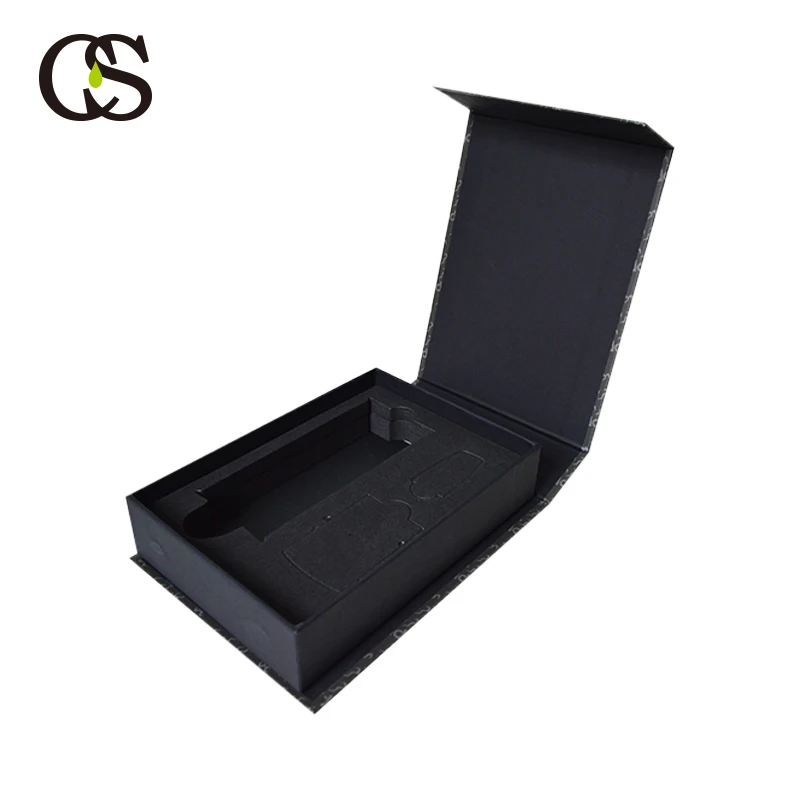 Magnetic Black Printing CMYK UV Coating  Logo Book Shape Zippo Paper Gift Box With Removable EVA Insert