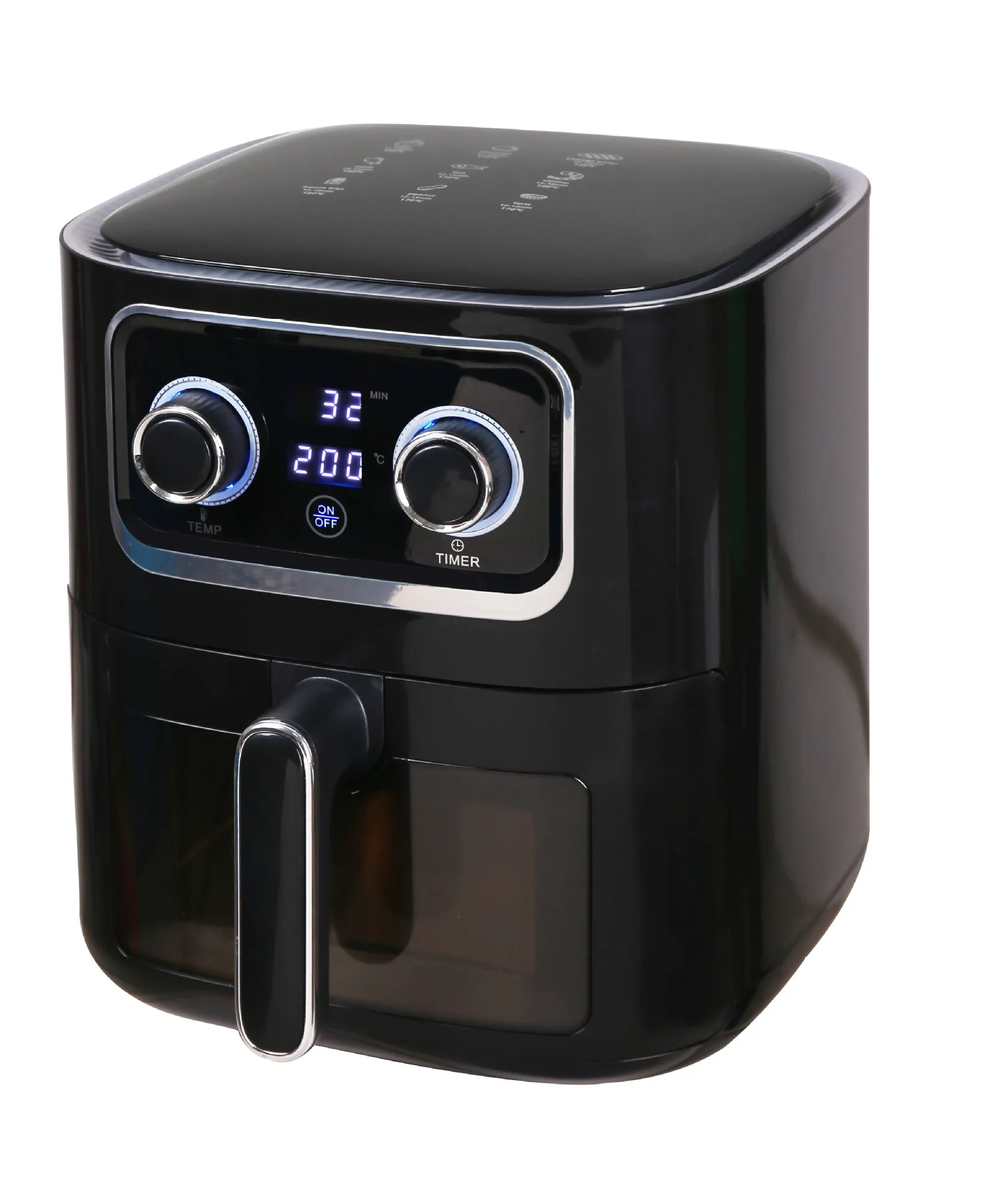 Oil free digital 8L 10L 12L smart touch screen steel air fryer 30 Minutes Timer Knob Control 1500W