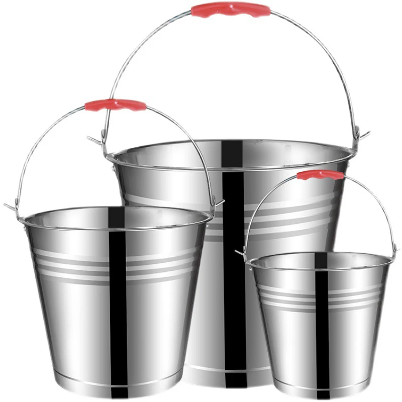 Professional Manufacturer Multi Sizes Ice Round Buckets Stainless Steel Water Bucket With Handle