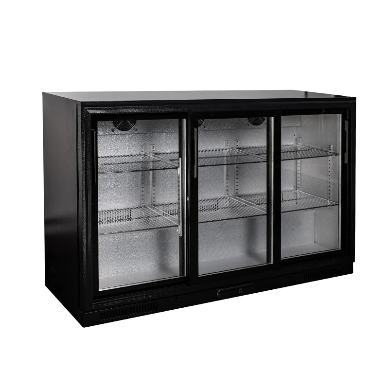 wholesale commercial 338L mini beverage fridge display cooler Back Bar Beer fridge three sliding doors showcase drink freezer
