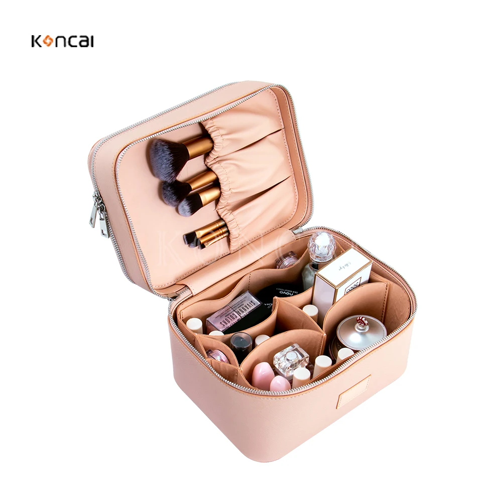 KONCAI FAMA factory Double Layer Cosmetic make-up case  Toiletry Make Up Bag Custom Logo Travel Makeup Box