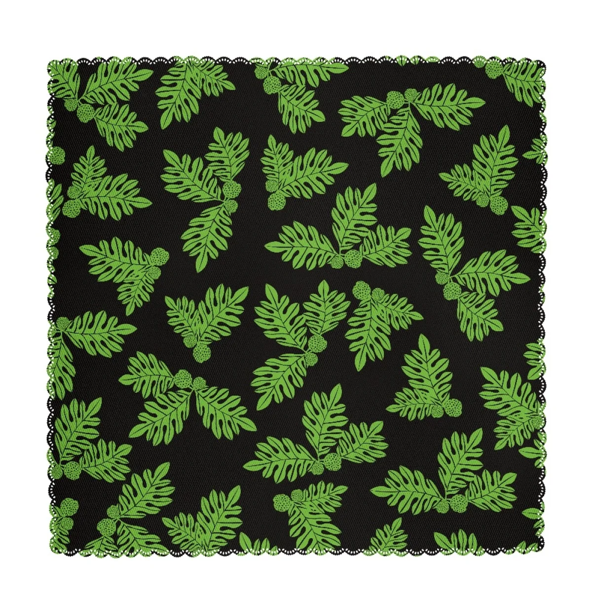 Best Selling Custom Hawaiian Style Ulu Leaves Fabric Exquisite Soft Absorbent Quick-Drying Napkins Set Of Four Print On Demand