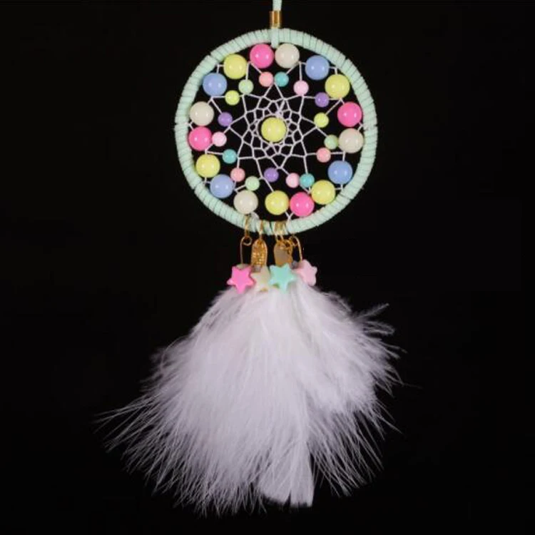 Подвесной декор для салона автомобиля, зеркала заднего вида, сетки ручной работы, Натуральное перо, маленькие подвески в стиле бохо для автомобиля, подвеска, аксессуары, Ловец снов