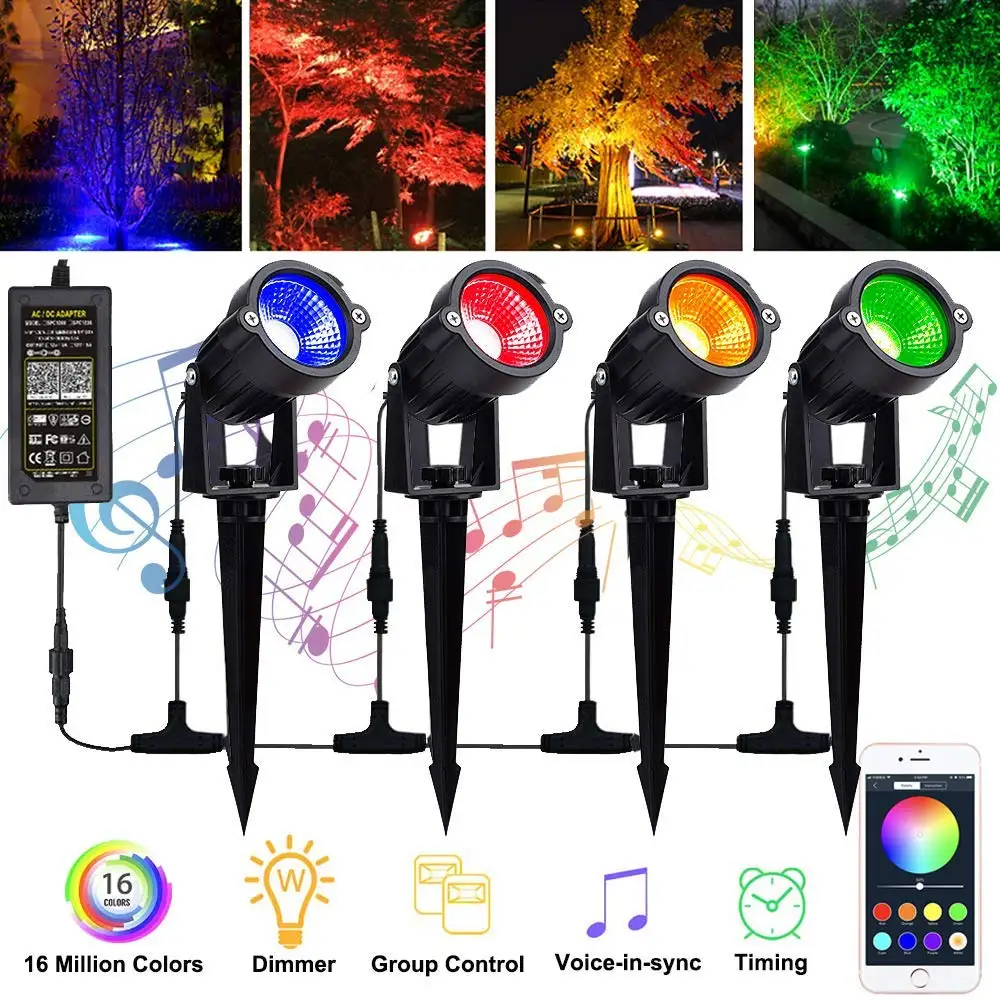 
Party wifi mesh outdoor smart LED Lawn Lamp Landscape Spot Light IP66 RGB LED Outdoor Lighting Lamps Spike Light 