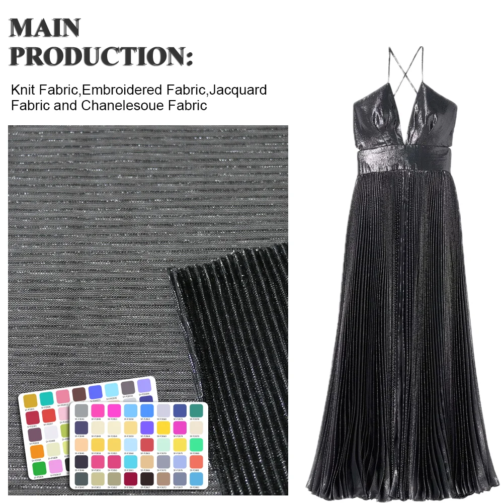 47% Polyester 53% Metallic  Fabric Shiny Chiffon Glitter Crinkle Poly Silver Gold Metallic Printed Chiffon Fabric