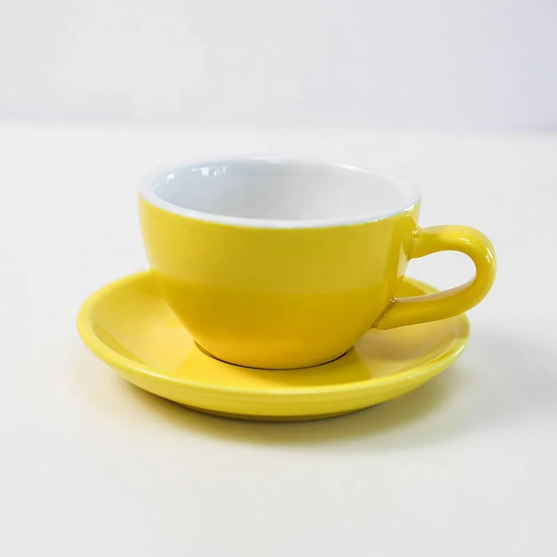 Coffeezone Latte Art Cup and Saucer for Latte & Cappuccino & Double Espresso, New Bone China, Mate for Coffee Shop and Barista