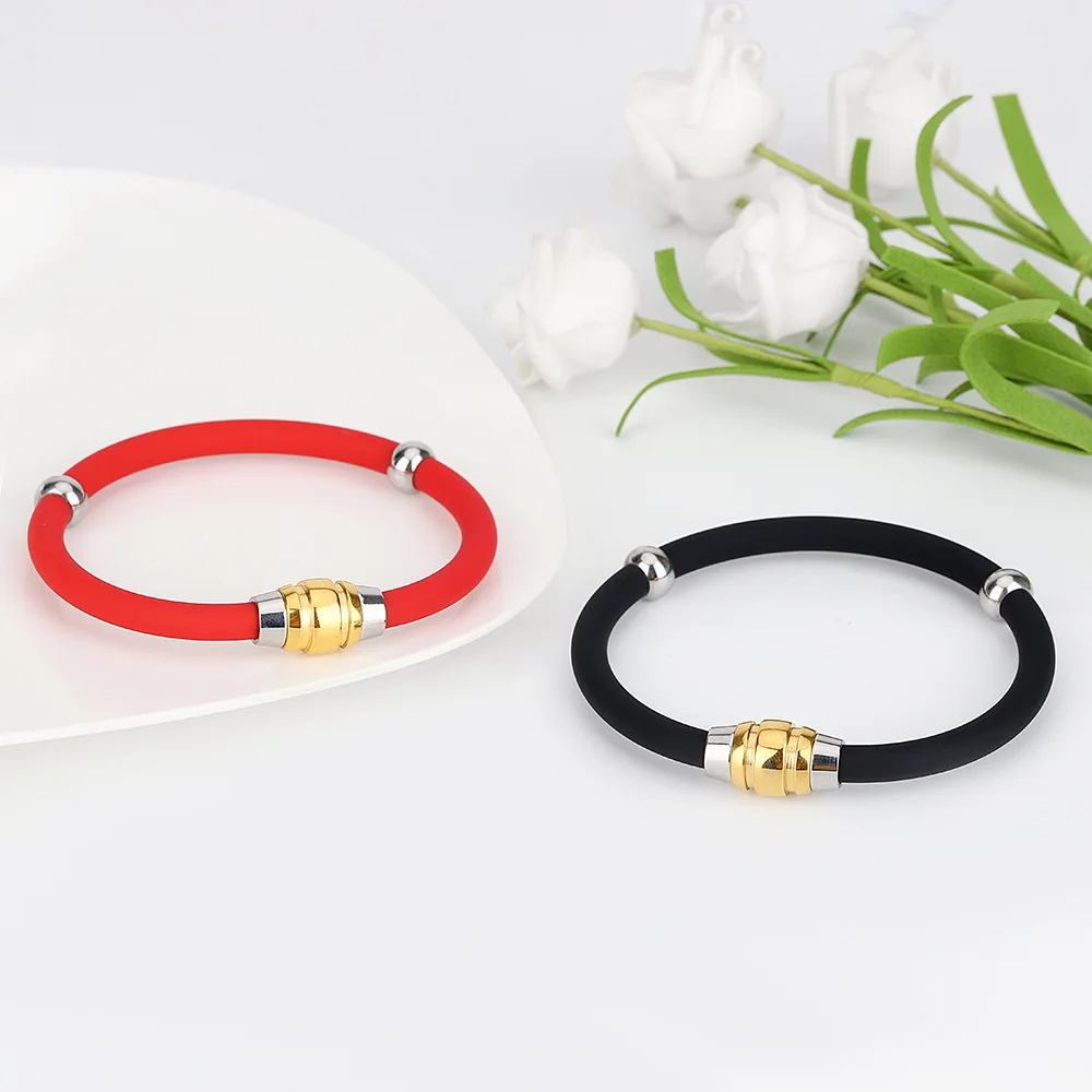 Hot Sale Stainless Steel Anti-static Wireless Magnet Negative Ion Energy Sport Silicone Bracelets For Men Women