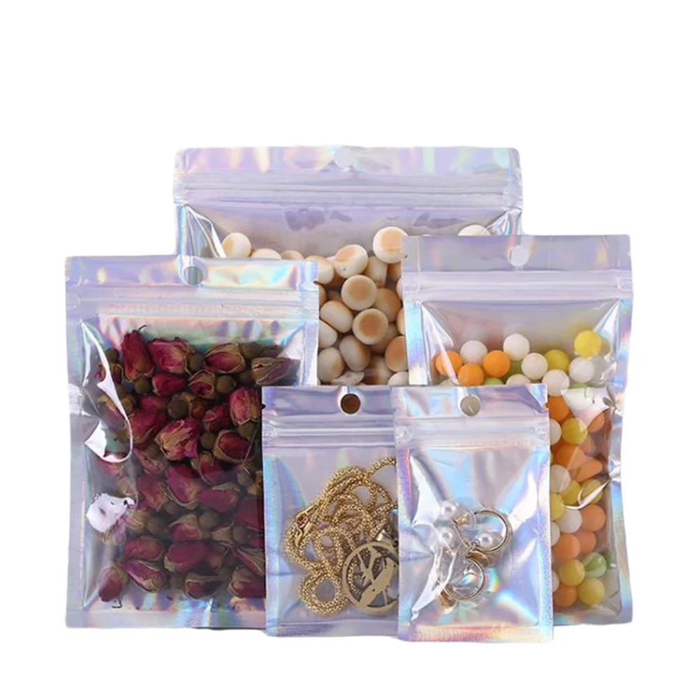 
Different capacities metalized foil resealed clear front plastic packaging bag 