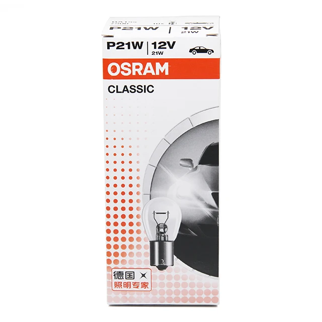  Оригинальные сигнальные лампы OSRAM с металлическими цоколями особенность P21W 7506 12V 21W BA15s сделано в Таиланде Дополнительная
