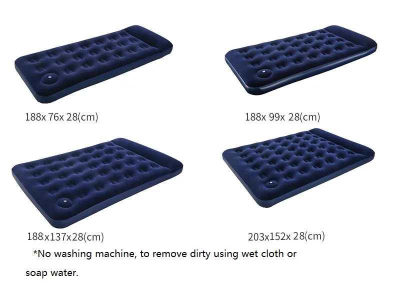 Comfortable Double size Camping Inflatable Flocked Air Bed with built in pump and pillow