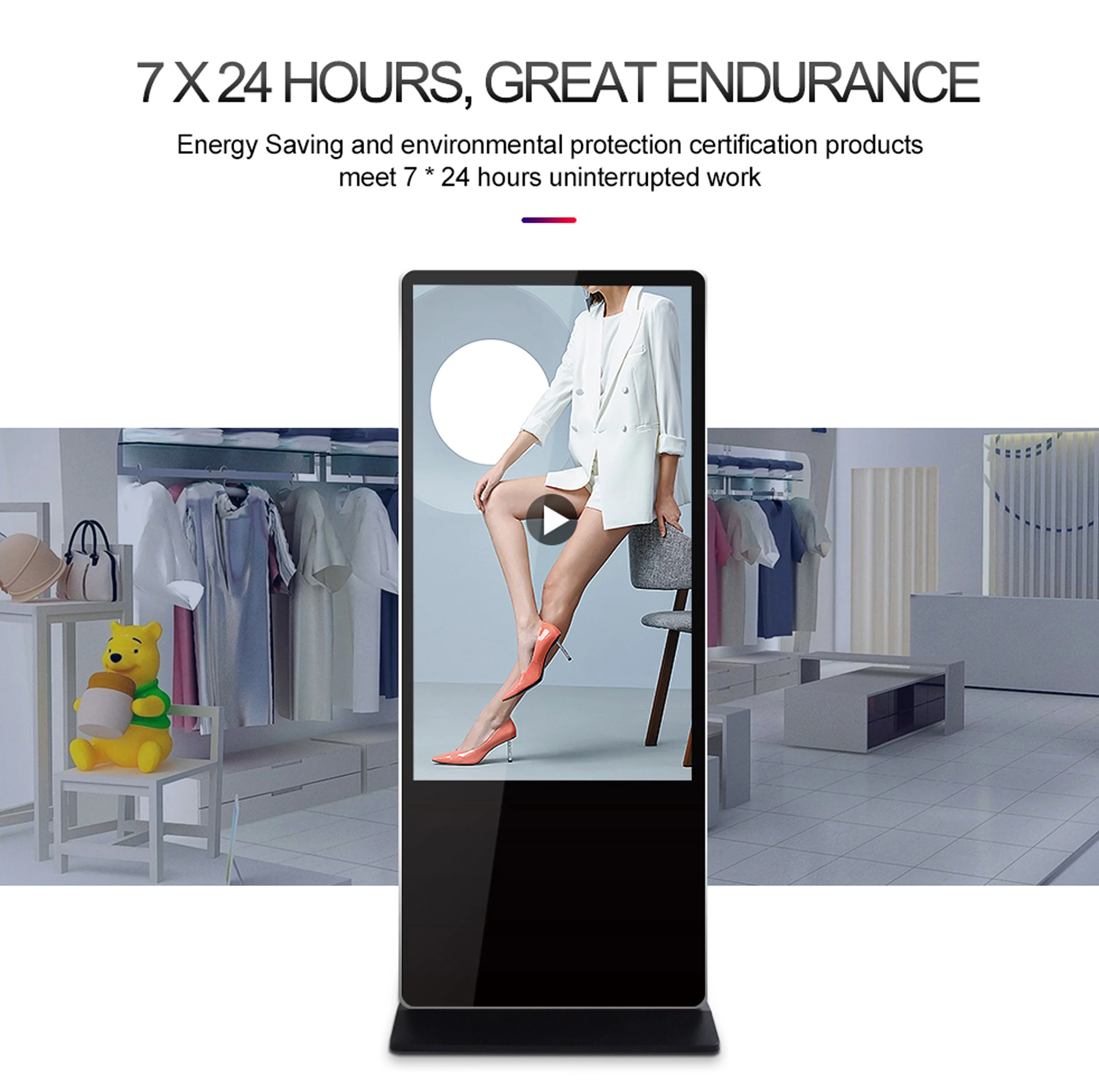 55 inch Billboard LCD Outdoor Indoor Touch Screen Kiosk Digital Signage Floor Standing Splicing Screen Advertising Wall Display
