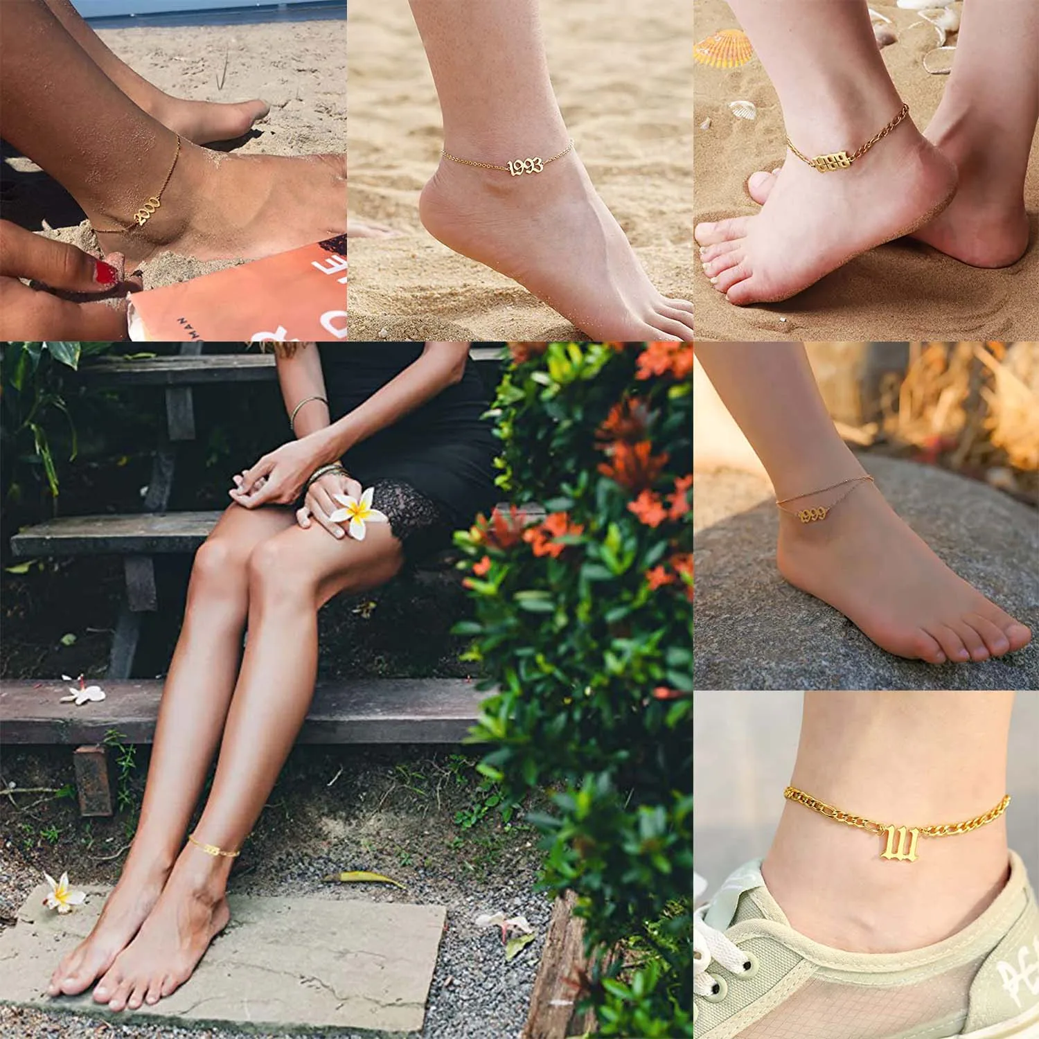 Wholesale Plain Pendant Ankle She Birth Year Foot Jewelry Mini Cuban Leg Chain Bracelet 925 Sterling Silver Angel Number Anklet