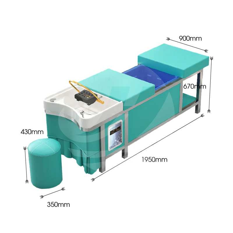 Modern barber hair salon wash thai head spa stainless steel shampoo bed electric with water tank customizable salon bed