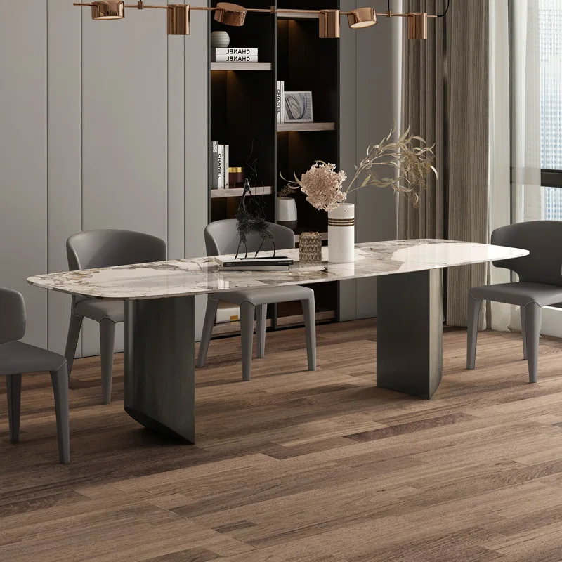 New Italy Design Hotel Restaurant Project Vila Home Use Steel Gold Dining Tables 10 Seater