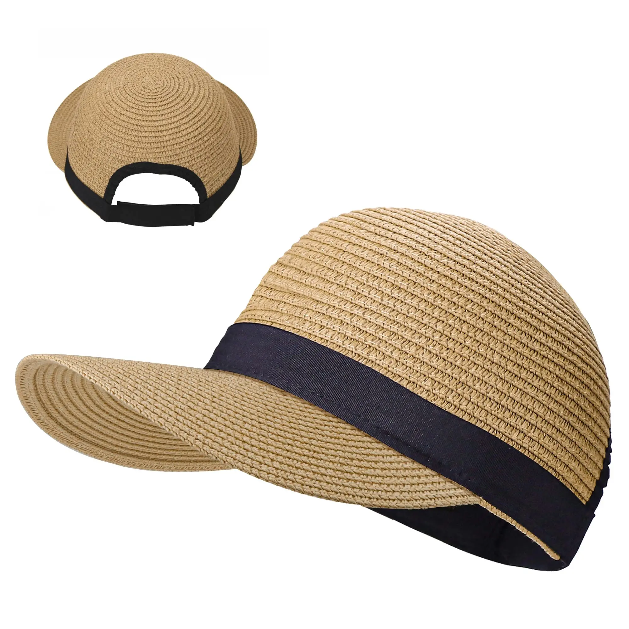 Summer Visor Paper Straw Hat Foldable Floppy Straw Baseball Cap Sun Hat For Women Visor Travel Beach