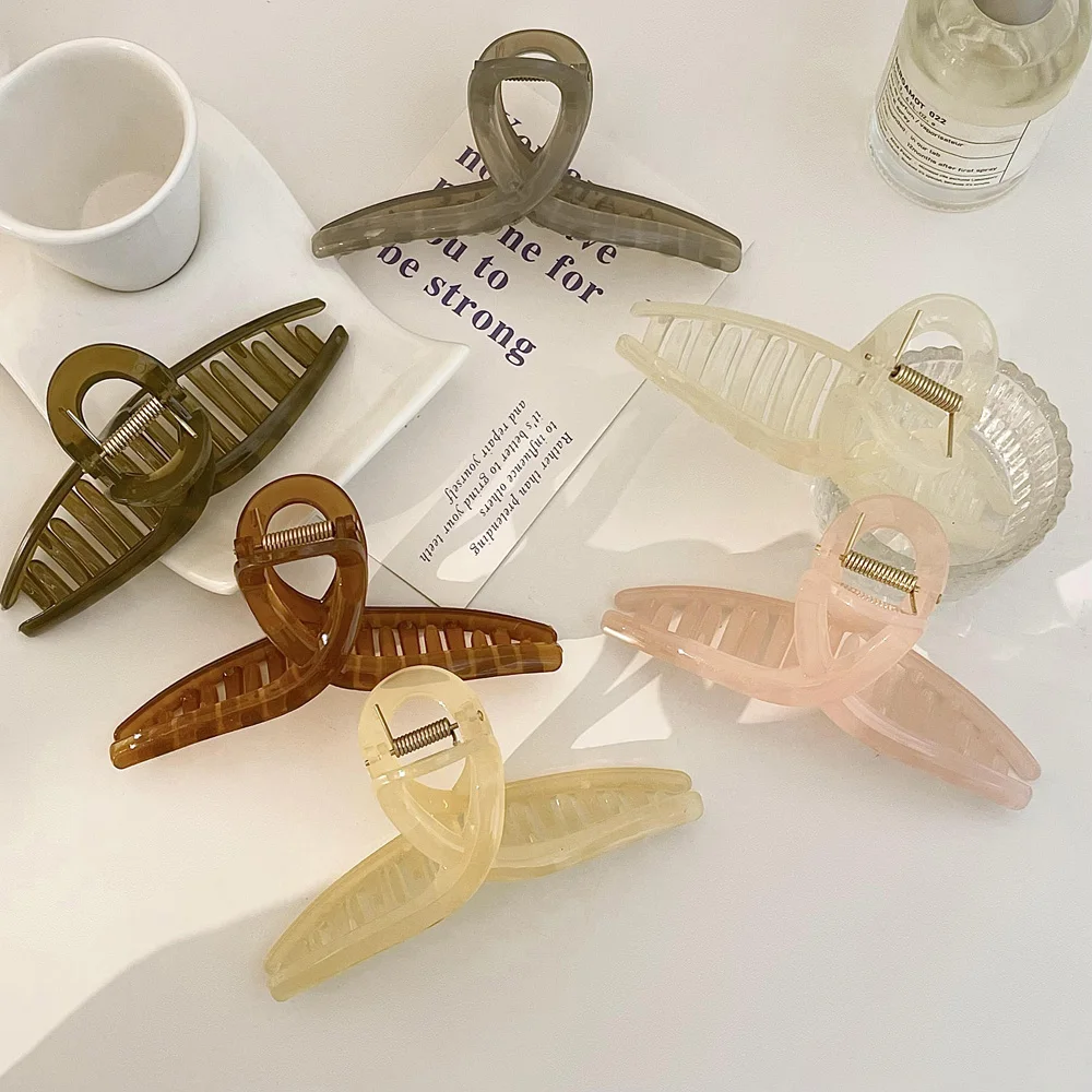 Neutral Oversized Mega Clear Claw Clamp Hairgrip Hair Clips Horse Hair Clutch Jumbo Large Claw Clip Transparent for Thick Hair