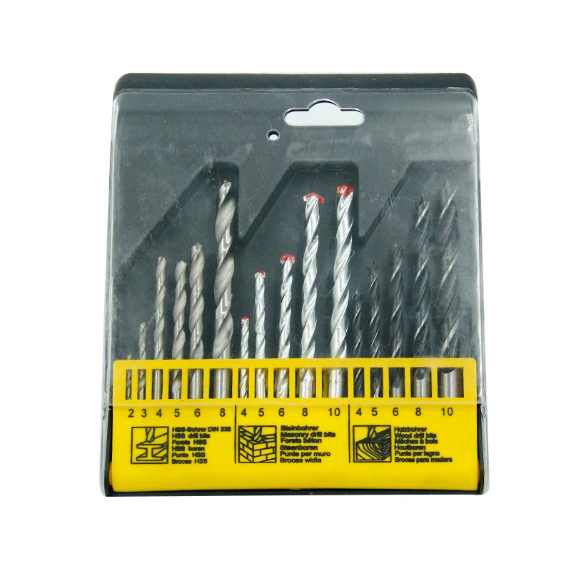 China Factory 16Pcs Metric Combination HSS Twist Drill Bit Set in Plastic Box for Metal Masonry Wood Working