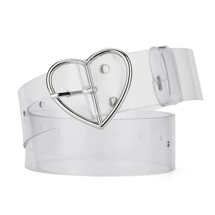 Manufacturer made lover heart zinc alloy buckle belt high quality durable white pvc belt