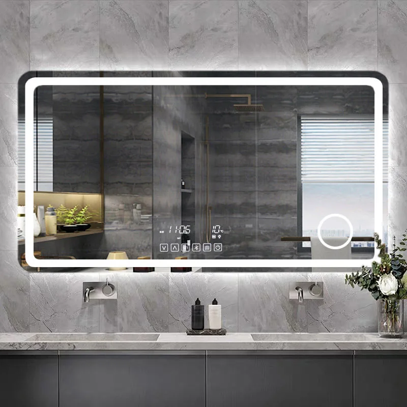Design Hotel LED Backlit light mirror / Wall Mounted Smart Led glass Mirror custom made size
