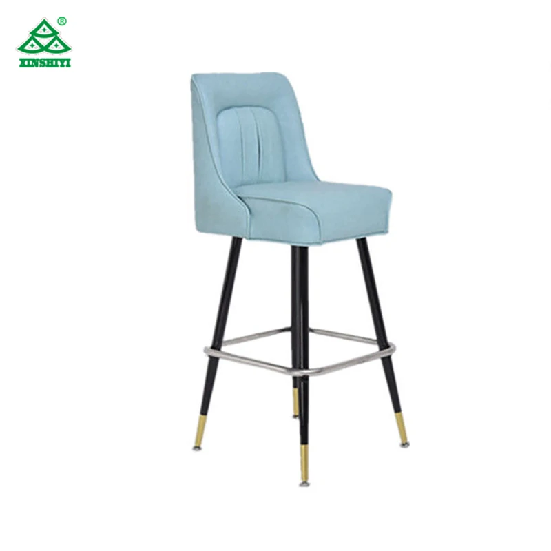 Modern Leather Bar Stool Seat High Chair with Metal Base Legs