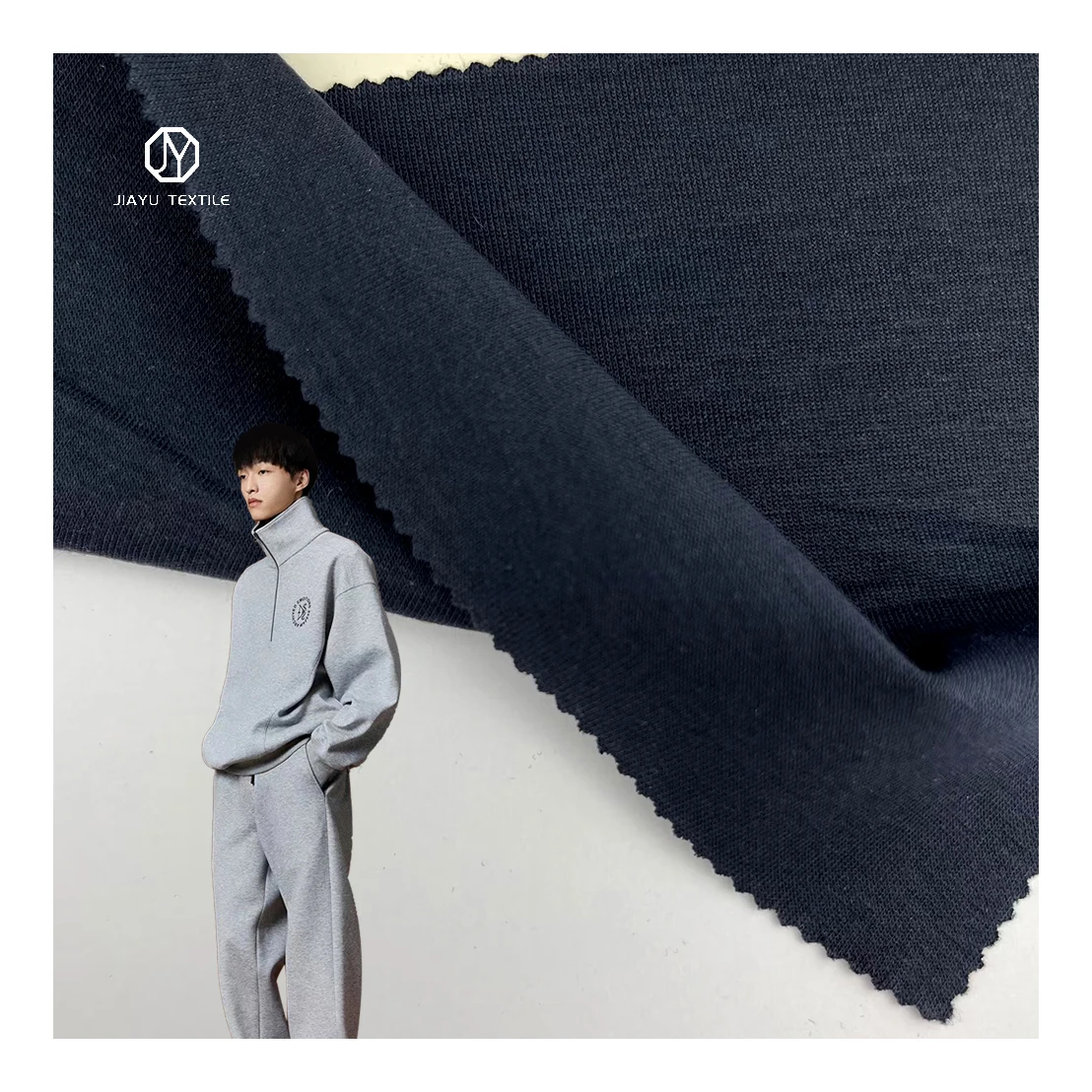 250GSM 14% nylon 80% cotton 6% spandex elastic health cloth fabric knitted tracksuit Sports wear casual pants fabric for men