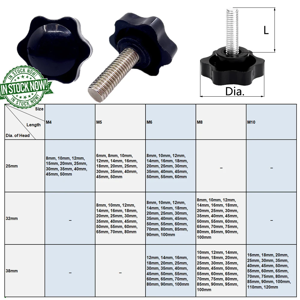 Thumb Wing Screw Blue Camera Knob China Col M4 M5 M6 M8 Thumb Screws Plastic Head T-Knob 6--32-Thumb Screw