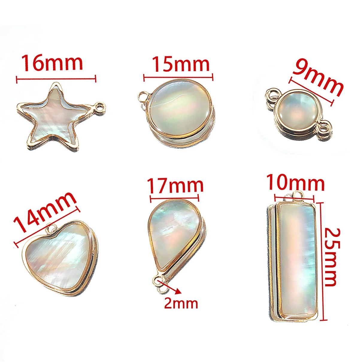 A1854 hot selling shell star heart drop charm pendant high quality necklace pendant charm accessory