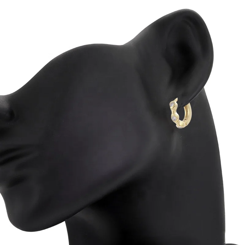 14k gold filled cz huggie earrings gold round earrings  plated 925 silver women