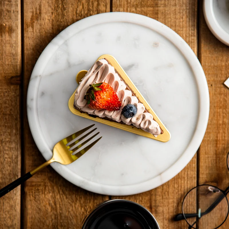 stonekocc Brand Customized Natural Marble Nordic Round Fruit Dessert Wash Table Jewelry Tray Light Luxury Home Decoration