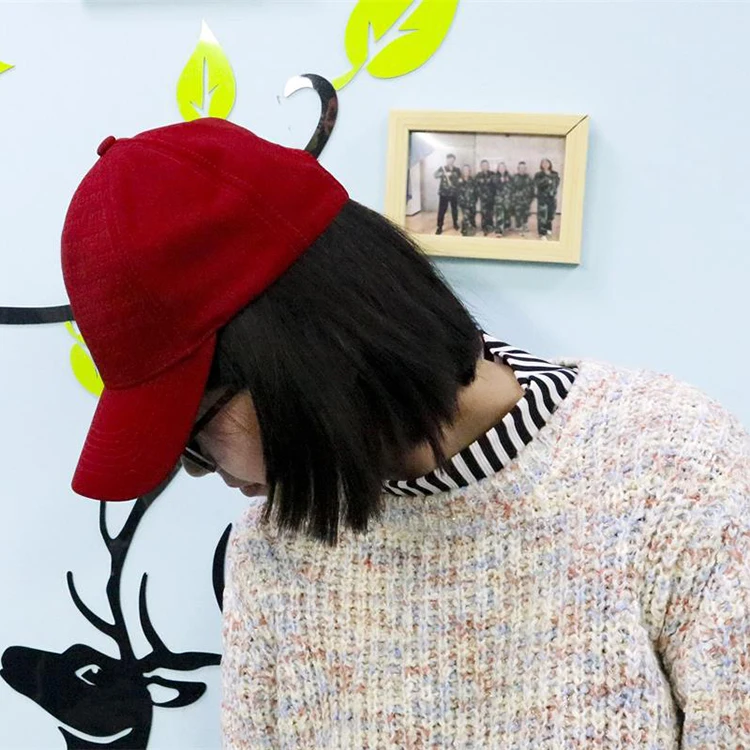 Custom Logo Promotion Plain Red Cotton Baseball Cap Hats 5-panel Ports Caps