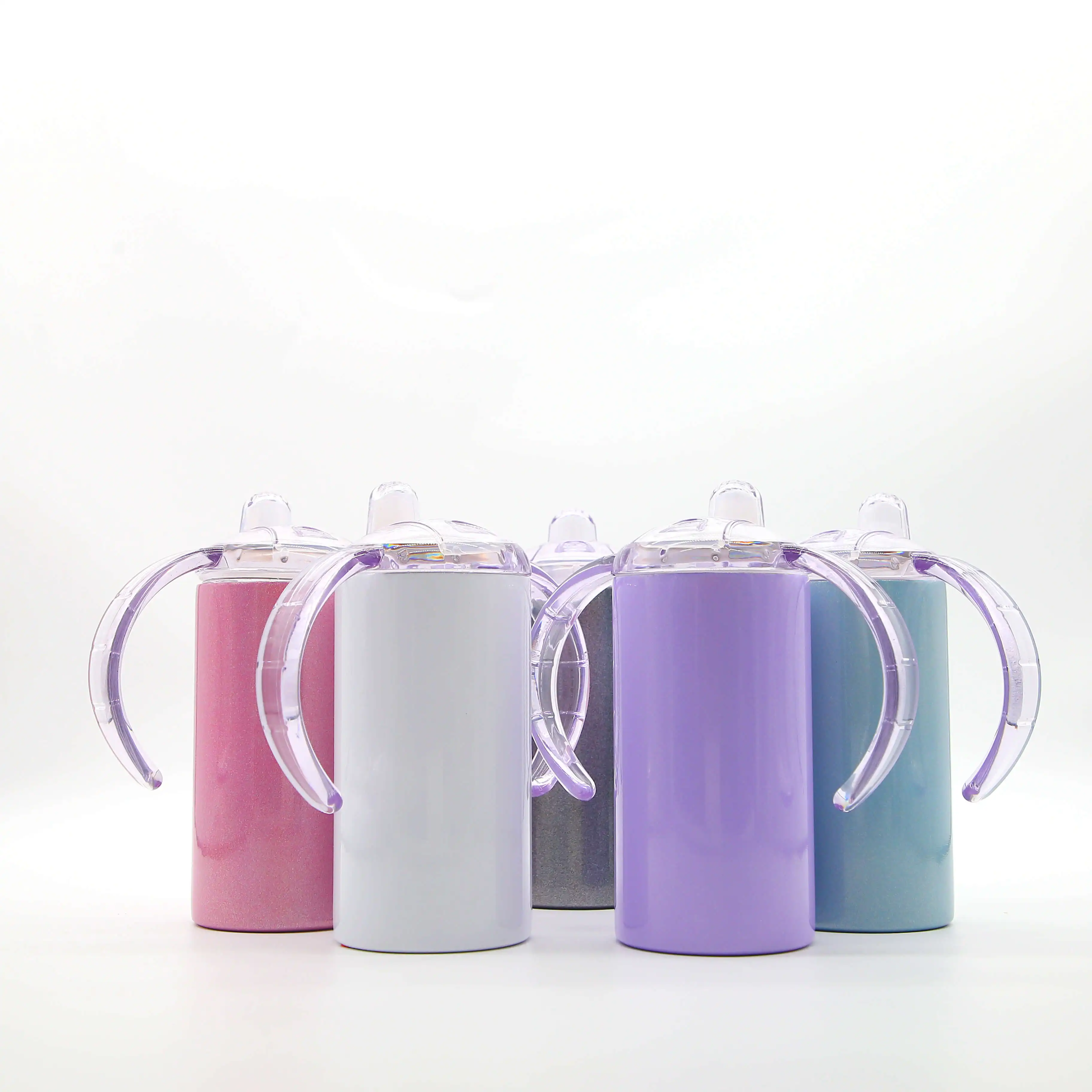 Amazon hot sale US Warehouse 12oz Stainless Steel Straight Sublimation Sippy Cups  Baby Tumbler with Sippy Lid and flat lid
