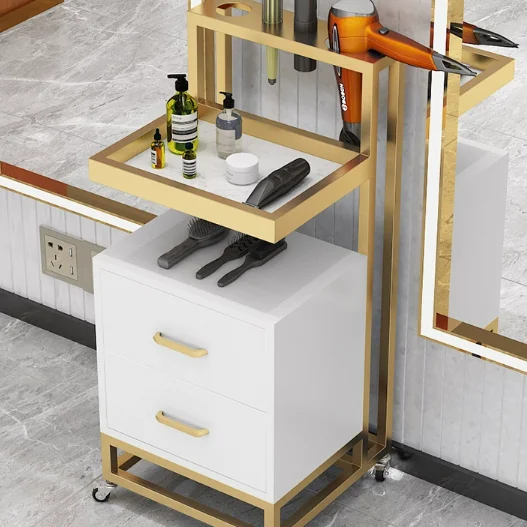 Роскошная Парикмахерская из нержавеющей стали позолоченная металлическая тележка для парикмахерской с направленными колесами