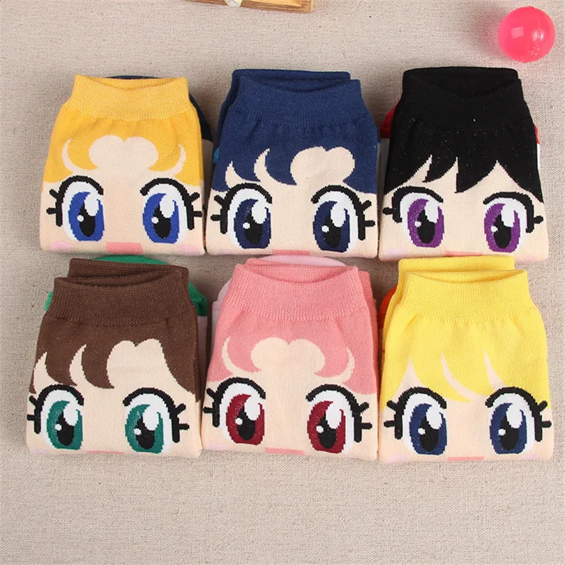 CUHAKCI New Female Breathable Boat Socks Summer Factory Socks Wholesale Cute Cartoon Sailor Moon Shallow Mouth Cotton Socks
