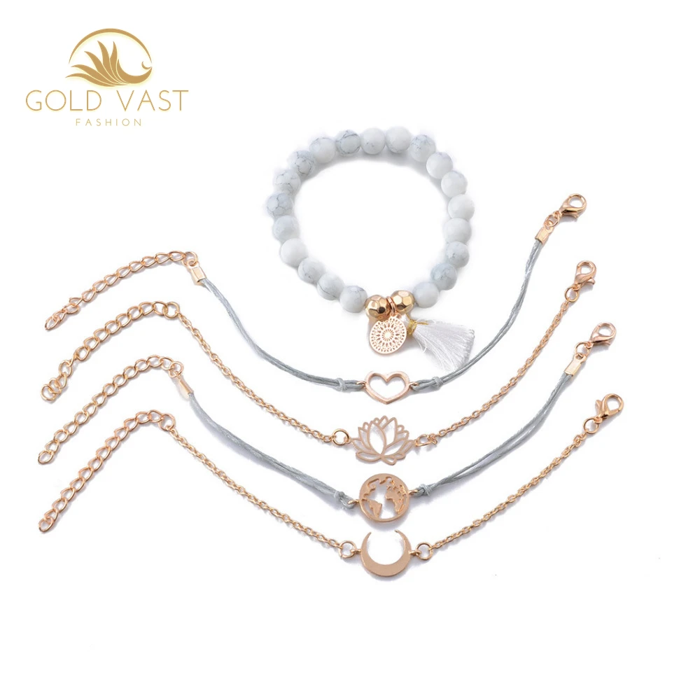 trendy stainless steel gold plated bracelets & bangles bracelets sets alloy charm bracelet in zinc alloy jewelry bijou bijoux or