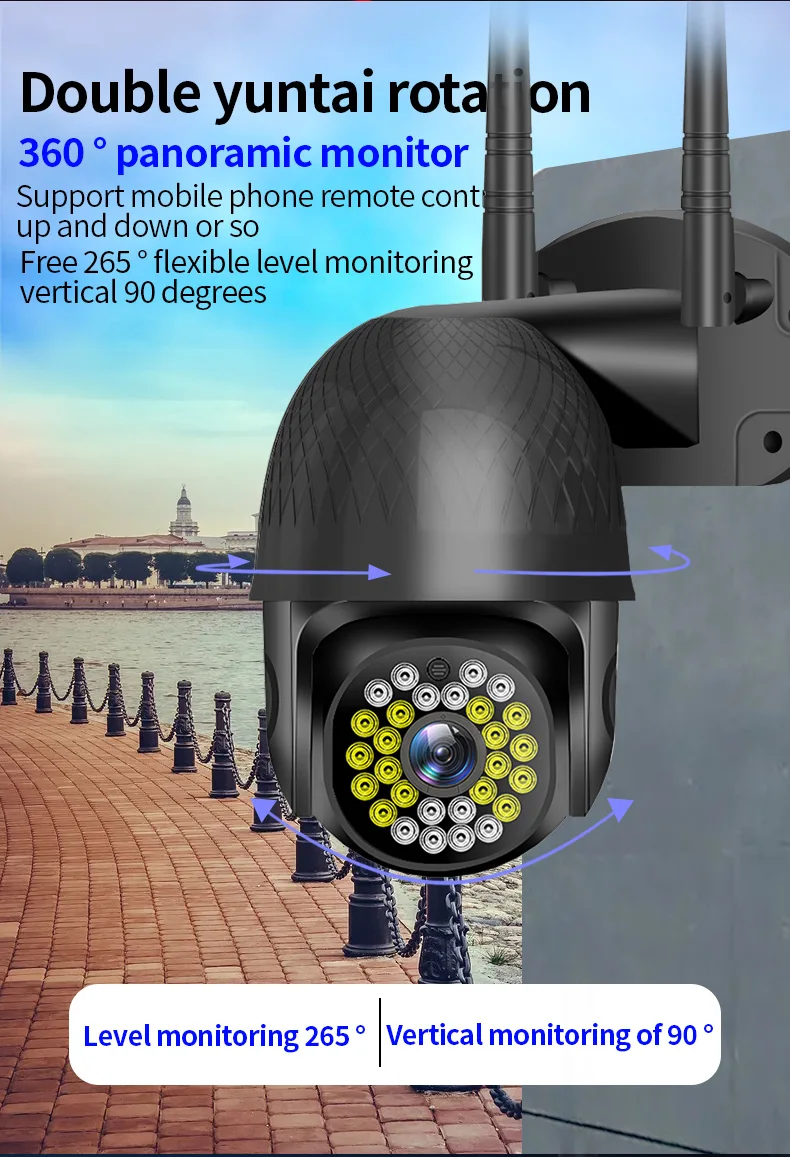 1080P Auto Tracking 360Eyes Black Wireless Security 3D Navigation MIni Outdoor PTZ Camera Surveillance WiFi CCTV IP Camera