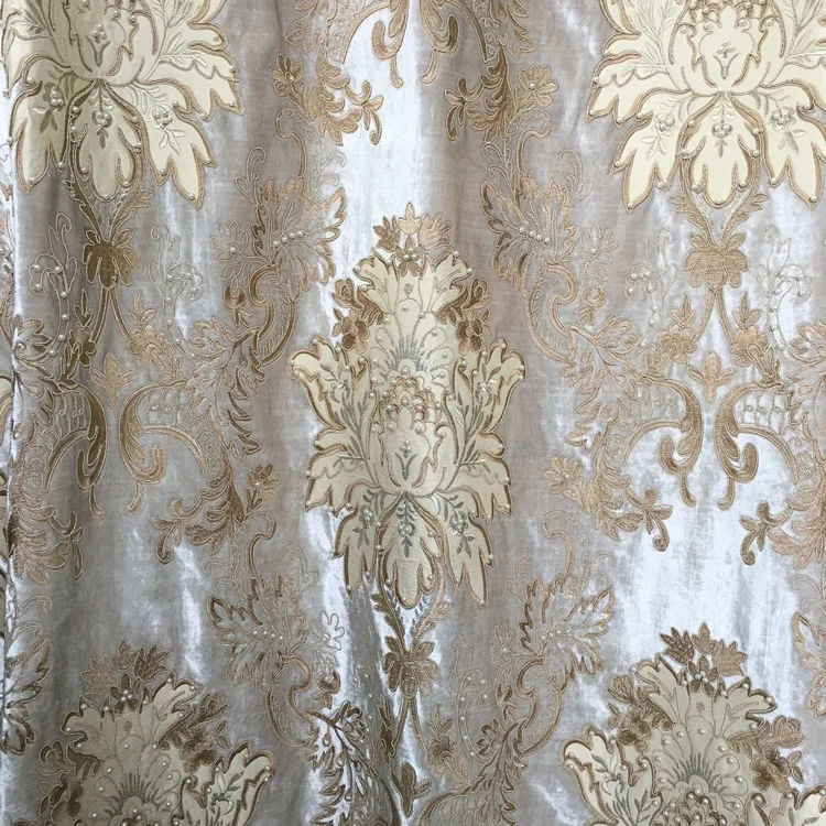 High Quality 100% Polyester Fabric Embroidery Beaded Moroccan Sheer Embroidered Fabric
