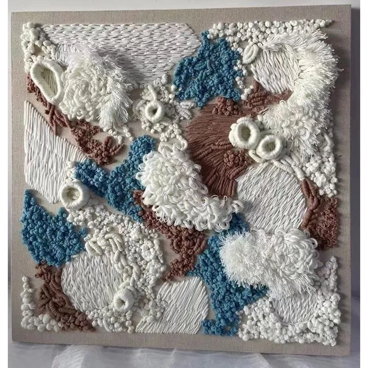 3D Woven Wall Hanging Wood Line Painting Art Minimalist Boho Fibre Art Weaving Wall Decor