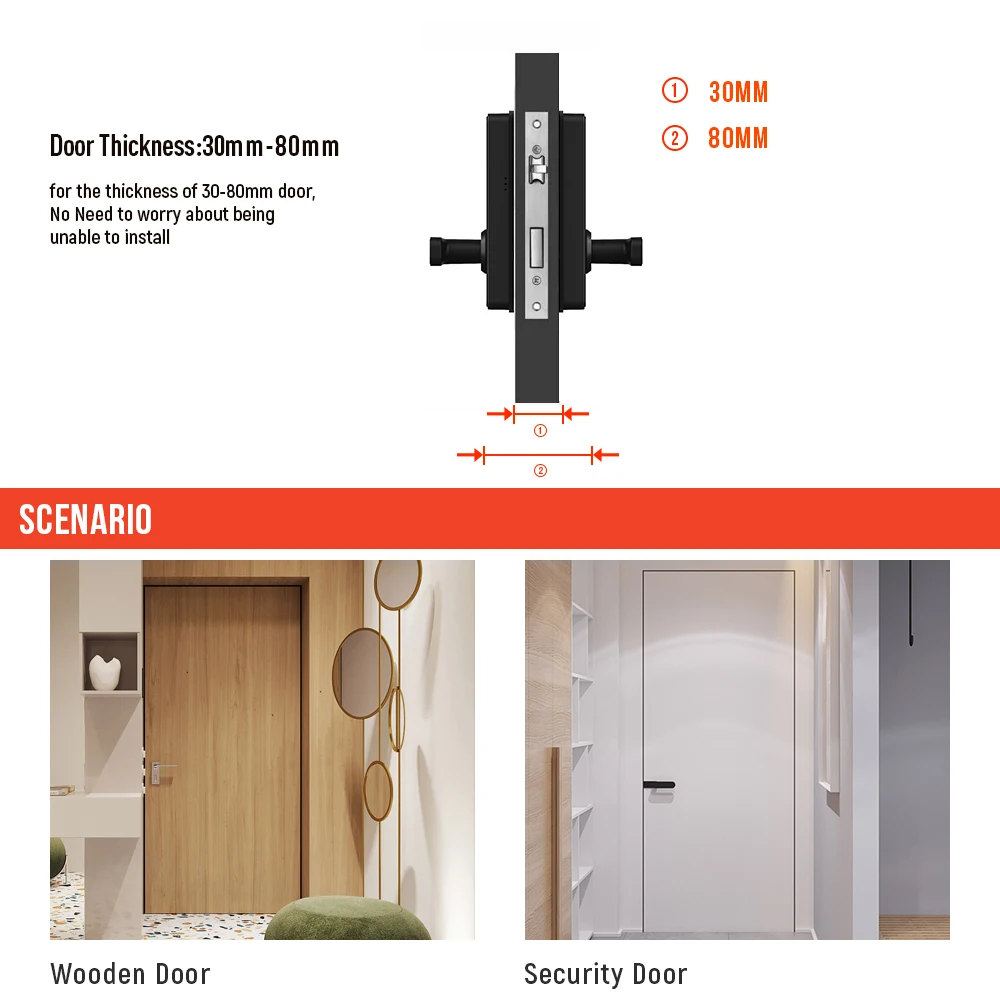 Manufacture oem price Tuya App TTlock ID card fingerprint keyless smart home door handle lock