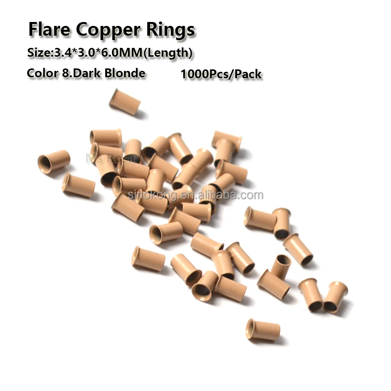 Wholesale 3.4*3.0*6.0mm flare link copper micro ring beads for hair extension accessories