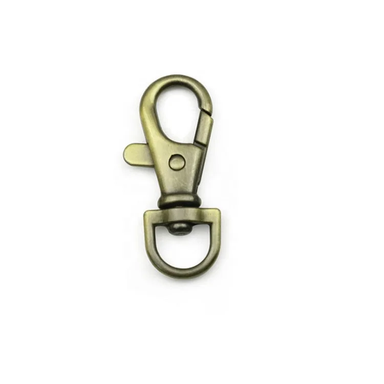 Zinc alloy light gold D tail hook clasp leather goods connection, metal big lobster key dog clasp hardware