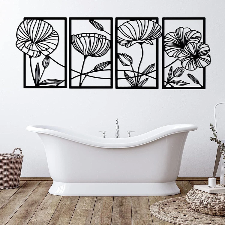 JH-Mech OEM Modern and Attractive Style Exquisite Minimalist Abstract Design Floral Well Drawing Theme Art Wall Decor Metal