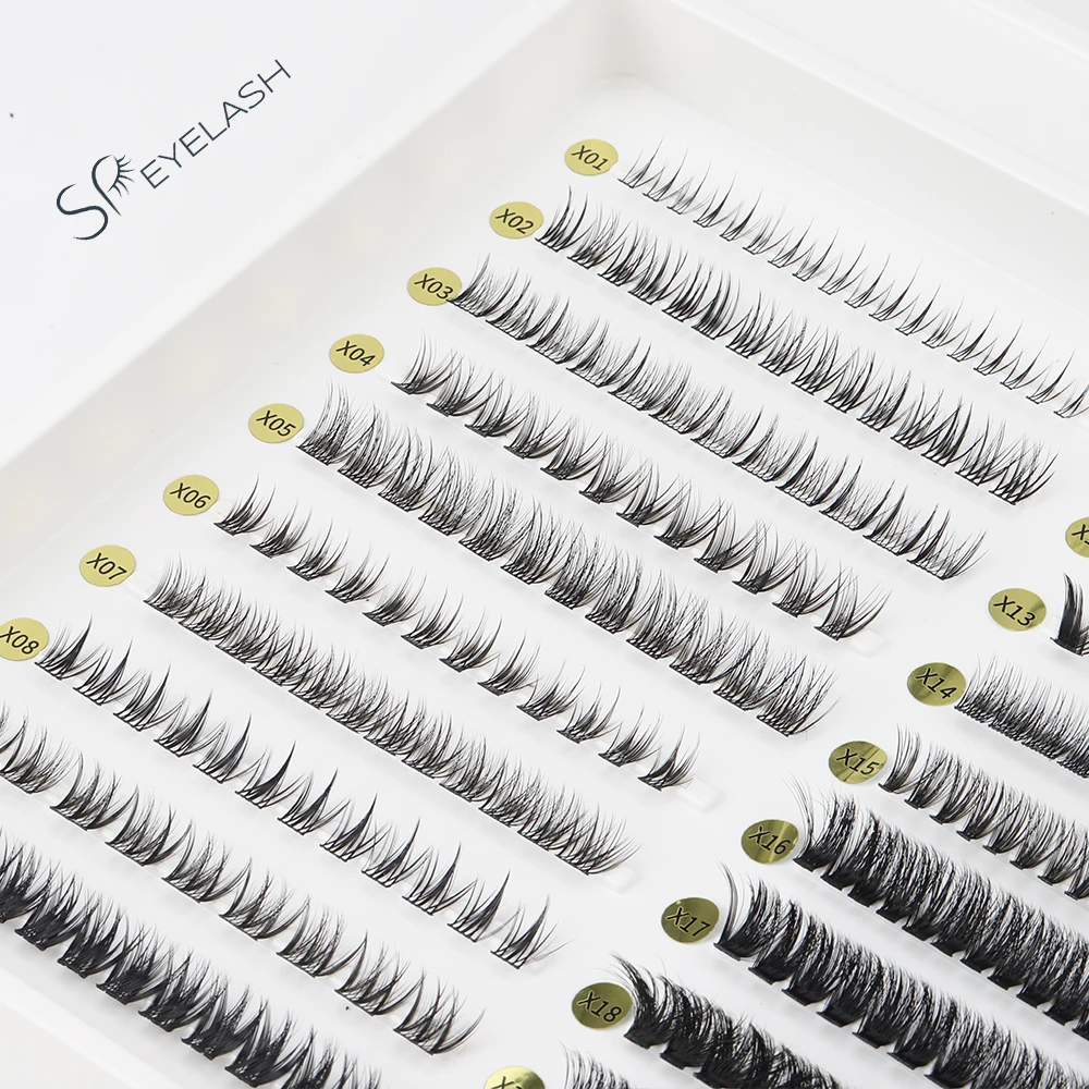 SP EYELASH Wholesale Customizable Diy Cluster Lashes Private Label C D Curl Segment Pre-Cut DIY Lash Clusters Kits