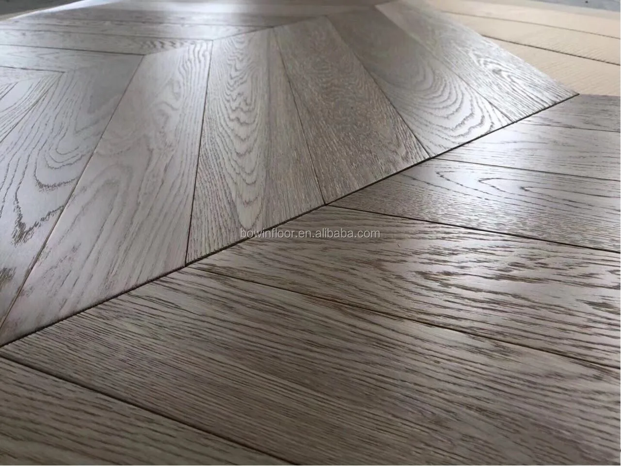 European White oak engineered chevron parquet