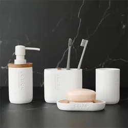 Graceful Matte Luxury Style Hotel Used Bathroom Accessories Soap Dispenser Home Goods Bathroom Sets