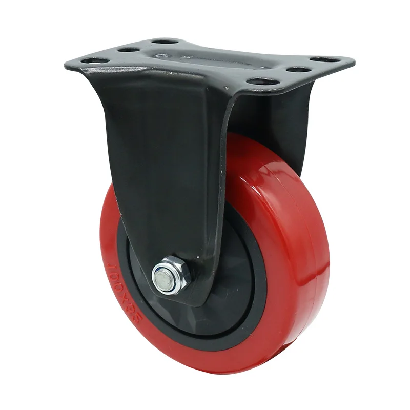 Top sale trolley swivel castor wheel rigid polyurethane caster wheels 3 inch with plastic cover